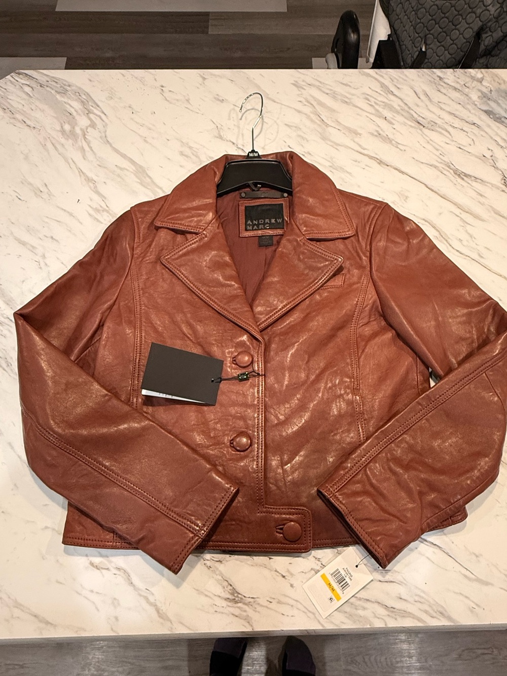 NWT Andrew Marc Black Label Paluma Leather Jacket Ruby Red Medium